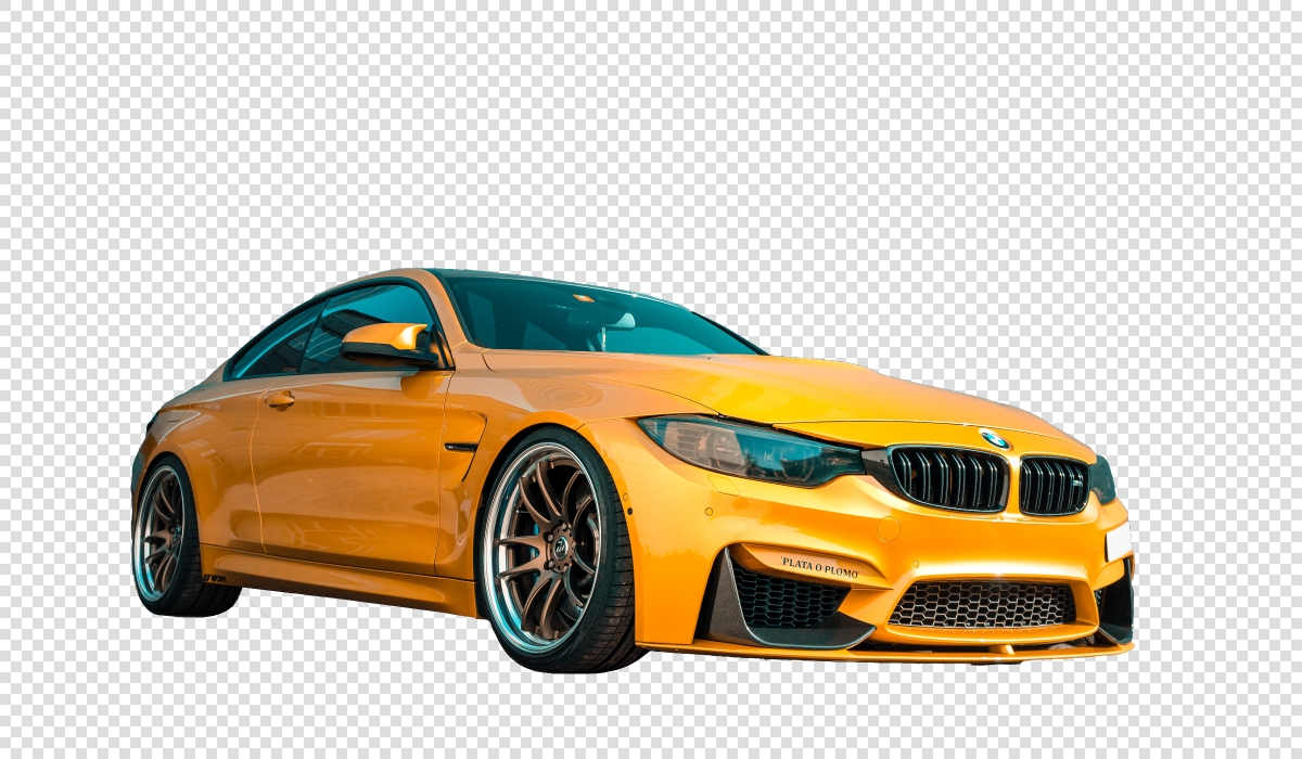 Auto sportiva gialla con sfondo trasparente