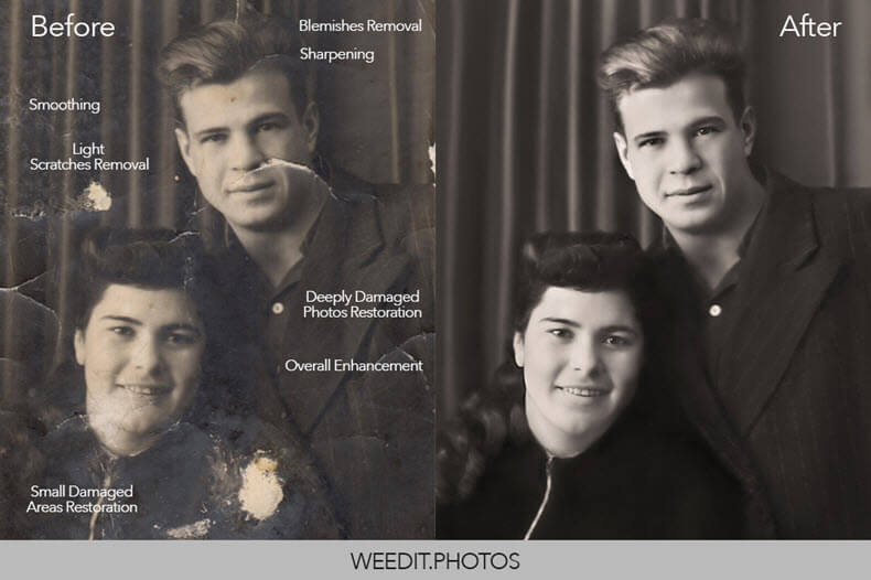 Before/after photo restoration with WeEditPhotos