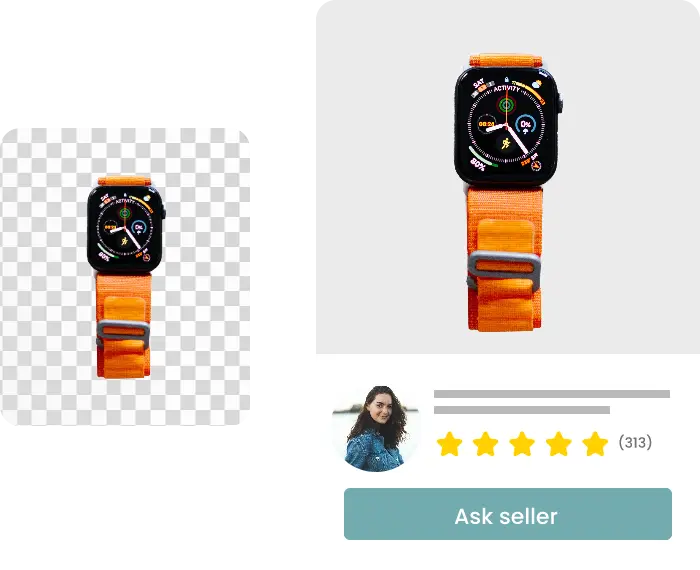 Reloj naranja en la lista de comercio electrónico
